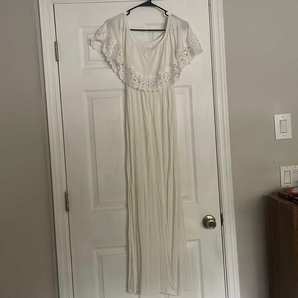 White Off the Shoulder Maxi Dress